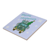 Santa vrachtwagen voorzijde uitzicht Vrolijk kerst Tegeltje (Zijkant)