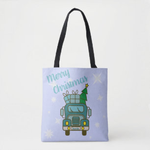 Santa vrachtwagen voorzijde uitzicht Vrolijk kerst Tote Bag