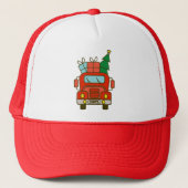 Santa vrachtwagen voorzijde uitzicht Vrolijk kerst Trucker Pet (Voorkant)