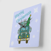 Santa vrachtwagen voorzijde uitzicht Vrolijk kerst Vierkante Klok (Hoek)