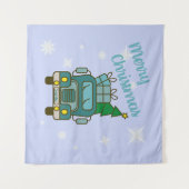 Santa vrachtwagen voorzijde uitzicht Vrolijk kerst Wandkleed (Voorkant (horizontaal))