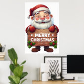 Santa "Vrolijk Kerstfeest" – Feestelijke feestdag Poster (Thuiskantoor)