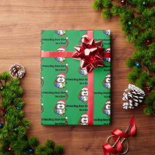 Santa Vrolijk Kerstmis Grappige Vakantie Uil Cadeaupapier