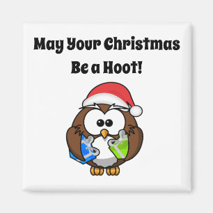 Santa Vrolijk Kerstmis Grappige Vakantie Uil Magneet