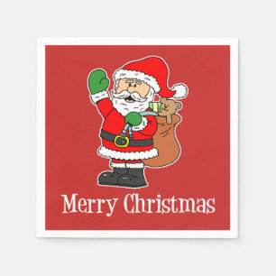 Santa Vrolijke Kerst Schattigee Cartoon (RED) Servet