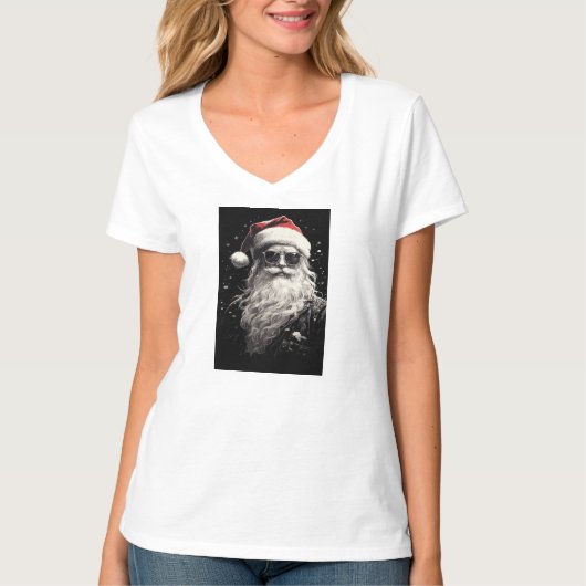 "Santa" Vrouwen Witte Kerst T-shirt (Voorkant)