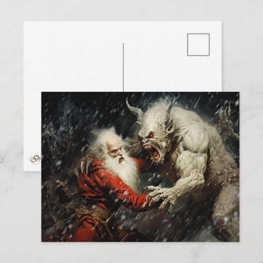 Santa VS Krampus Briefkaart (Voorkant / Achterkant)