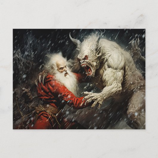 Santa VS Krampus Briefkaart (Voorkant)