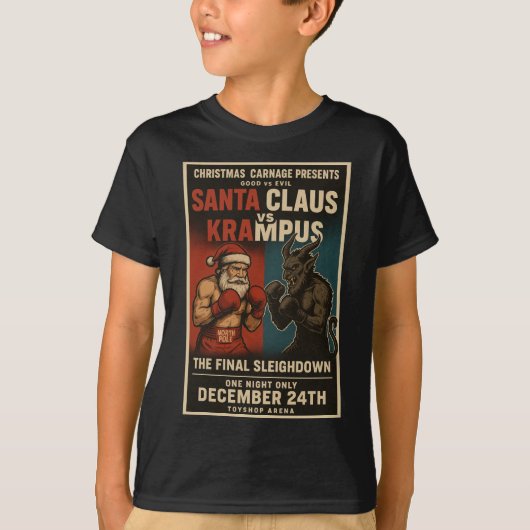 Santa vs Krampus Fight Night Christmas Shirt – Dar (Voorkant)