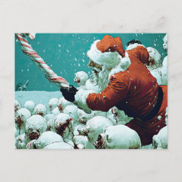 Santa vs Snowmen Flat Greeting Card Briefkaart