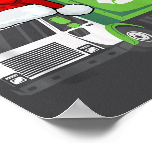 Santa vuilniswagen met kerst familie wedstrijd poster (Hoek)