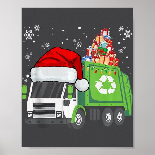 Santa vuilniswagen met kerst familie wedstrijd poster (Voorkant)