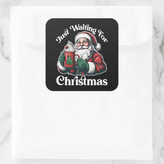 Santa Waiting For Christmas Hot Chocolate Vierkante Sticker (Tas)
