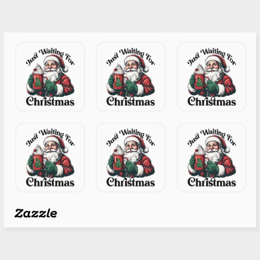 Santa Waiting For Christmas White Vierkante Sticker (Vel)