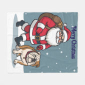 Santa walking a bulldog Christmas Fleece Blanket (Voorkant (Horizontaal))