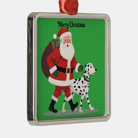 Santa walking a Dalmatian dog Christmas Ornament (Rechts)