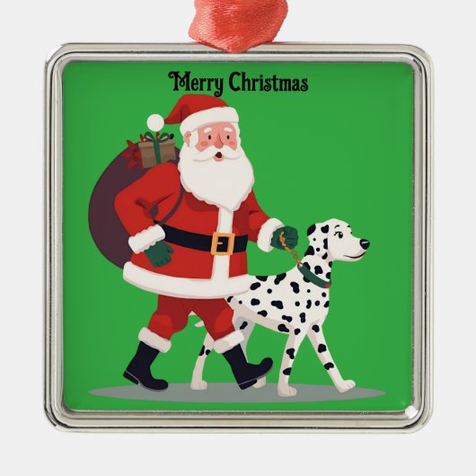 Santa walking a Dalmatian dog Christmas Ornament (Voorkant)