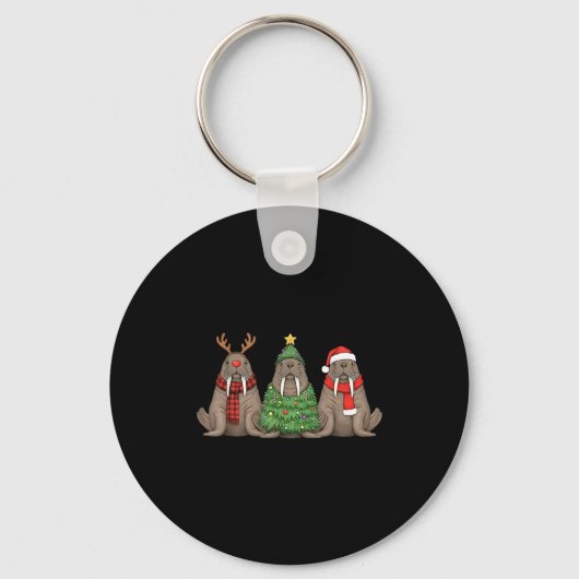 Santa Walrus Christmas Tree Walrus Lover Animal Xm Sleutelhanger (Voorkant)
