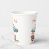 Santa Waterverf Kerstmis in juli Zomerfeest Papieren Bekers (Links)