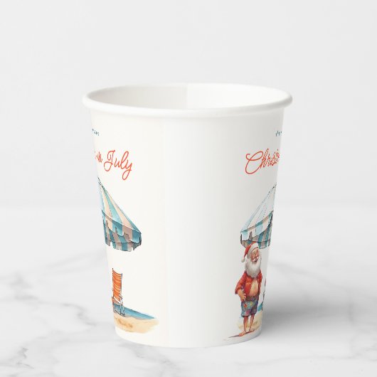 Santa Waterverf Kerstmis in juli Zomerfeest Papieren Bekers (Links)