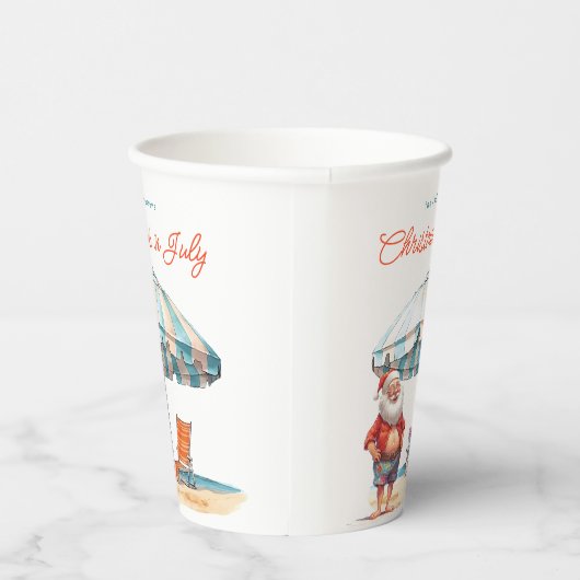 Santa Waterverf Kerstmis in juli Zomerfeest Papieren Bekers (Rechts)
