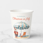 Santa Waterverf Kerstmis in juli Zomerfeest Papieren Bekers (Voorkant)