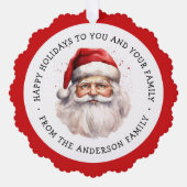 Santa waterverf prettige feestdagen schilderij en ornament kaart (Voorkant)