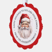 Santa waterverf prettige feestdagen schilderij en ornament kaart (Links)