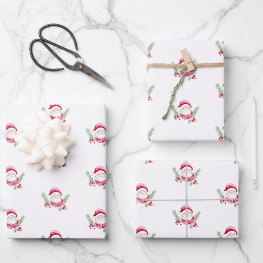 Santa waterverf Vakantie Kerstvibe Inpakpapier Vel (Voorkant)