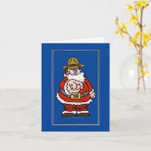 Santa Wearing Canadian Mountie Pet kerstkaart Kaart (Gele Bloem)