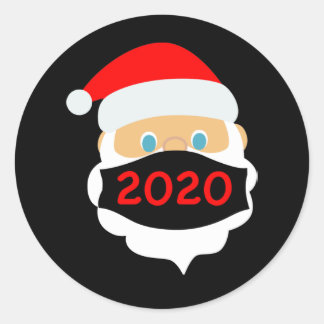 Santa Wearing Mask Funny Quarantine 2020 Ronde Sticker