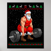 Santa Weightlifting Christmas Deadlift Gym Ugly Sw Poster (Voorkant)