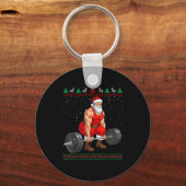 Santa Weightlifting Christmas Deadlift Gym Ugly Sw Sleutelhanger (Voorkant)