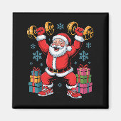 Santa Weightlifting Fitness Gym Training Christmas Magneet (Voorkant)