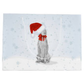 SANTA WEIMARANER IN DE SNEEUW GIFT BAG LARGE CADEAUTASJE (Achterkant)