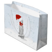 SANTA WEIMARANER IN DE SNEEUW GIFT BAG LARGE CADEAUTASJE (Achterkant Gekanteld)