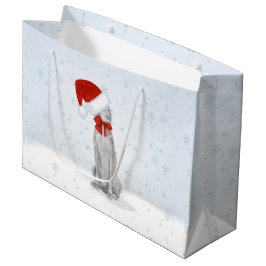 SANTA WEIMARANER IN DE SNEEUW GIFT BAG LARGE CADEAUTASJE