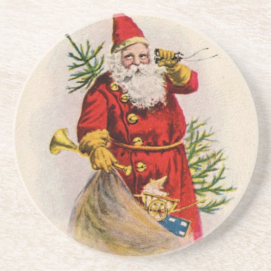  Santa Wenskaart Print Zandsteen Onderzetter (Voorkant)