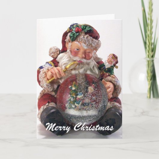 santa wereldbol feestdagen kaart (Voorkant)