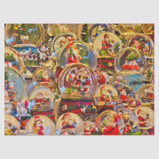 santa wereldbollen tissuepapier (Voorkant)