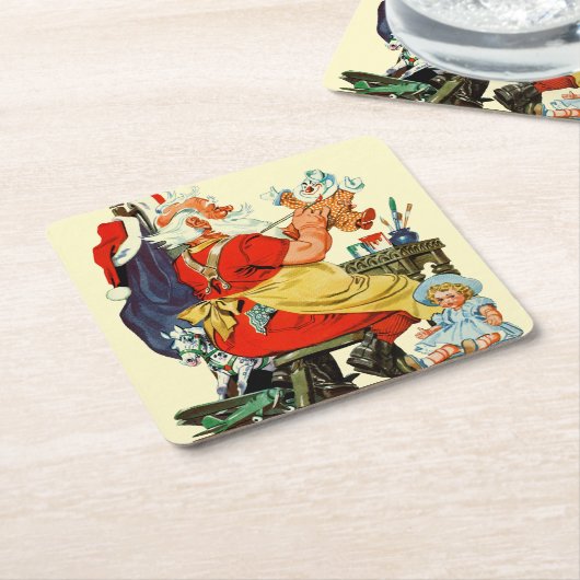 Santa-werk Kartonnen Onderzetters (Schuin)