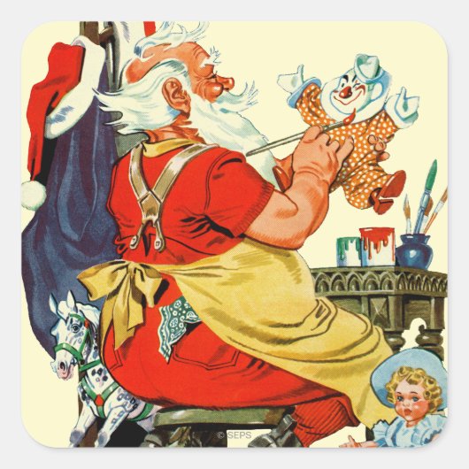 Santa-werk Vierkante Sticker (Voorkant)