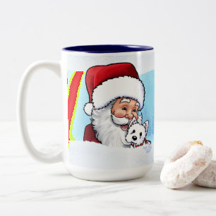 Santa Westie Puppy Winter Tweekleurige Koffiemok