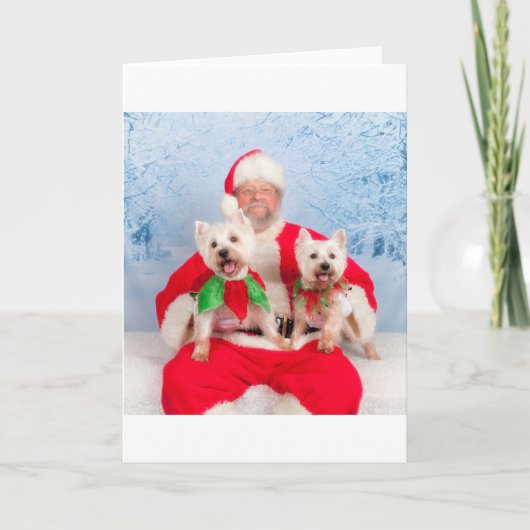 Santa Westies Feestdagen Kaart (Voorkant)
