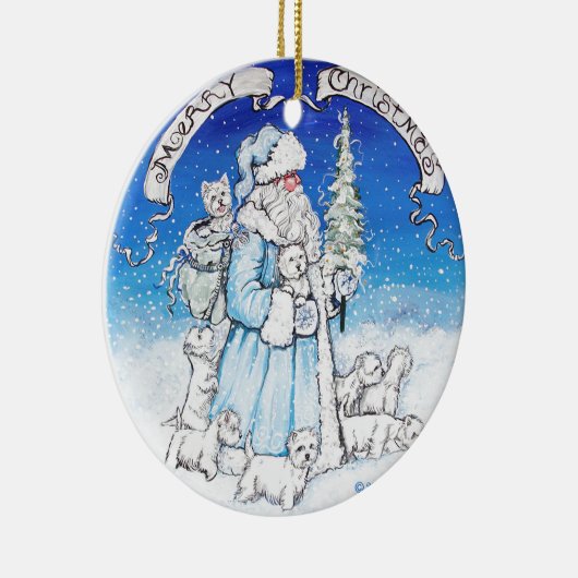 Santa Westies Keramisch Ornament (Rechts)