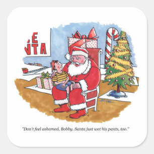 Santa Wet grote vierkante stickers
