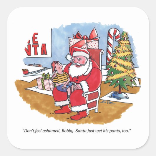 Santa Wet grote vierkante stickers (Voorkant)