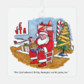 Santa Wet vierkant metaal ornament (Voorkant)