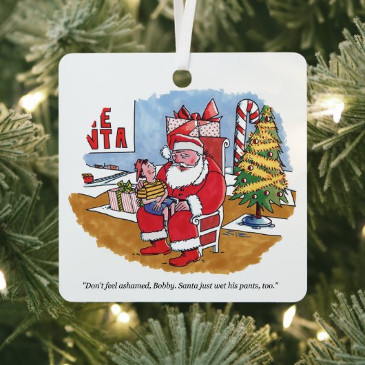 Santa Wet vierkant metaal ornament (Insitu)