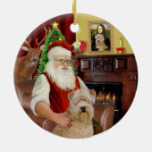 Santa-Wheaten Terrier Keramisch Ornament (Achterkant)